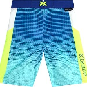 Body Glove Aqua-to-Blue Fade Swim Shorts with Royal Blue Waistband NWT Sz 12